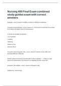 Nursing 400 Final Exam combined study guides exam with correct answers