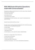 NSG 460 Exam 6 Practice Questions exam with correct answers