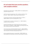 KY real estate final exam practice questions with complete solutions 