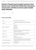Missouri Property and Casualty Insurance Most Recent exam COMPLETE &lpar;2025&rpar; EXAM Questions and Answers &lpar;Verified Answers&rpar; &lpar;Latest Update 2025&rpar; UPDATE&excl;&excl;