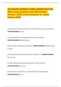 COLORADO NURSING HOME ADMINISTRATOR &lpar;NHA&rpar; Exam Questions and Well Detailed Answers &lpar;100&percnt; Correct Answers&rpar; A&plus; Latest Versions 2025 