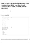 WGU Course C839 - Intro to Cryptography Exam Questions Exam &lpar;2025&rpar; Exam Questions & Answers &vert; Latest Already Graded A&plus; UPDATE 2025&vert;2026&excl;&excl;