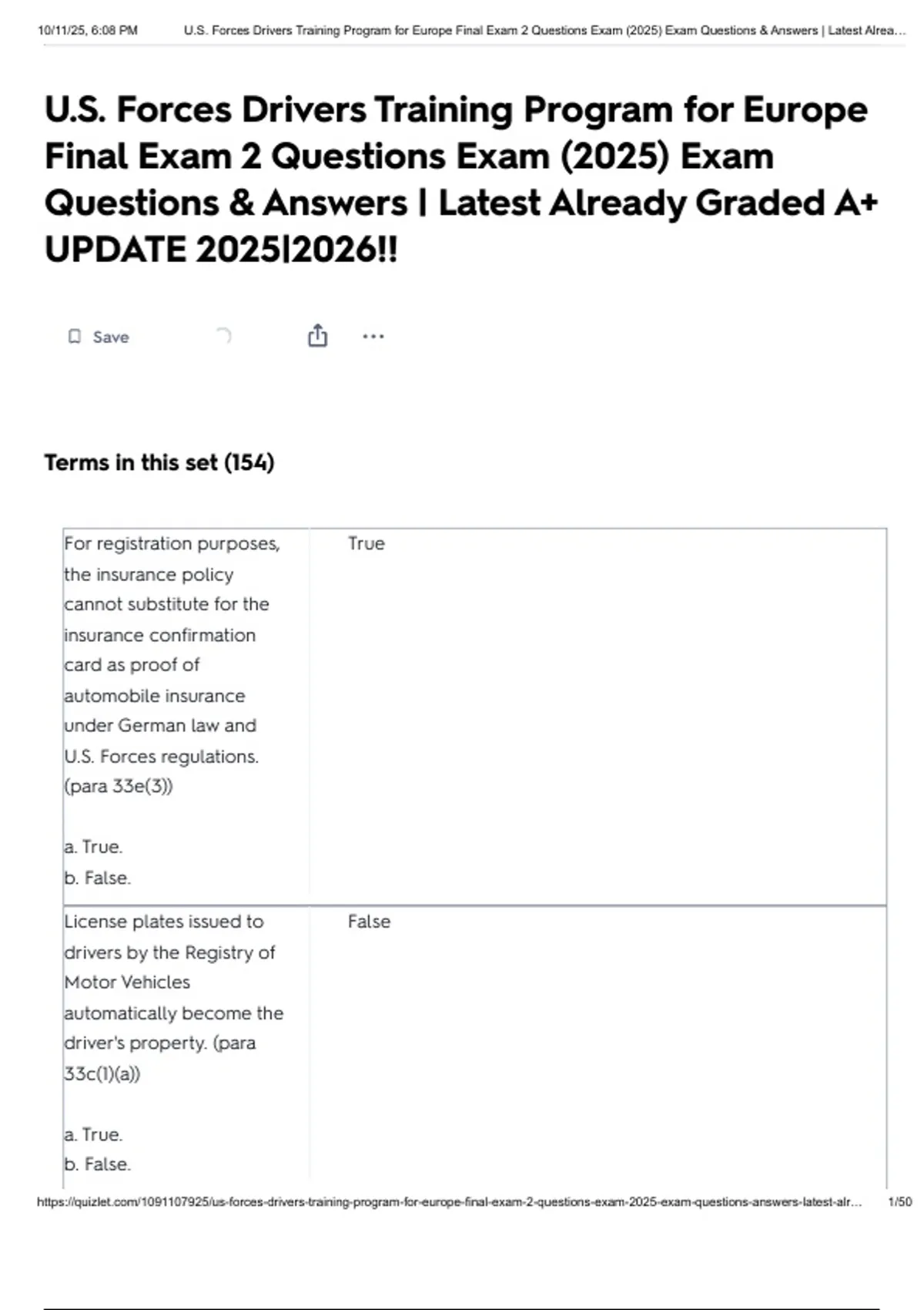 U.S. Forces Drivers Training Program for Europe Final Exam 2 Questions ...
