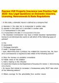 Pearson VUE Property Insurance Law Practice Test 2025- Key Legal Questions on Domestic Insurers&comma; Licensing&comma; Nonrenewals & State Regulations&period;pdf