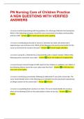 PN Nursing Care of Children Practice A NGN QUESTIONS WITH VERIFIED ANSWERS