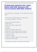 Pa State Auto Inspection Test&period; Latest Edition 2025-2026&period; Questions with Correct Answers 2025-2026&period; Graded A