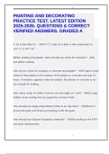 PAINTING AND DECORATING PRACTICE TEST&period; LATEST EDITION 2025-2026&period; QUESTIONS & CORRECT VERIFIED ANSWERS&period; GRADED A