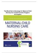Test Bank for Davis Advantage for Maternal Child Nursing Care 3rd Edition Scannell &vert; 9781719640985 &vert; &vert; Chapter 1-33 &vert; All Chapters with Answers and Rationals