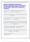 Safety & Sanitation Exam Prep Review&period; Questions & Correct Answers&period; Latest Edition 2025-2026&period; Questions&period; Graded A