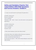 Safety and Sanitation Practice Test Latest Edition 2025-2026 Questions and Correct Answers&period; Graded A