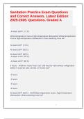 Sanitation Practice Exam Questions and Correct Answers&period; Latest Edition 2025-2026&period; Questions&period; Graded A