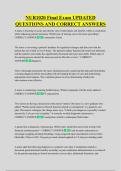 NUR1020 Final Exam UPDATED  QUESTIONS AND CORRECT ANSWERS