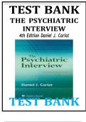 The Psychiatric Interview &ndash; 4th Edition by Daniel J&period; Carlat &vert; Complete Test Bank with Answers