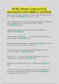 HTML Tutorial 7 Exam ACTUAL  QUESTIONS AND CORRECT ANSWERS
