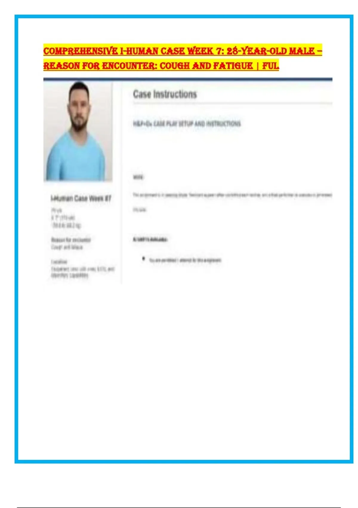Comprehensive i-human Case Week 7: 28-Year-old male – reason for ...