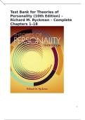 Test Bank for Theories of Personality &lpar;10th Edition&rpar; &ndash; Richard M&period; Ryckman &ndash; Complete Chapters 1&ndash;18