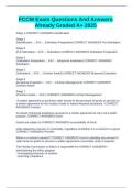 FCCM Exam Questions And Answers Already Graded A&plus; 2025