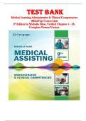 TEST BANK Medical Assisting Administrative & Clinical Competencies &lpar;MindTap Course List&rpar; 9th Edition by Michelle Blesi&comma; All Chapters 1- 58 fully covered ISBN&colon; 9780357502815