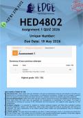 HED4802 Assignment 1 &lpar;ANSWERS&rpar; 2026 - DISTINCTION GUARANTEED