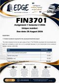 FIN3701 Assignment 1 &lpar;ANSWERS&rpar; Semester 2 2026 - DISTINCTION GUARANTEED