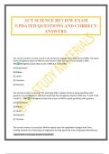 ACT SCIENCE REVIEW EXAM UPDATED QUESTIONS AND CORRECT ANSWERS&period;