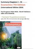 Summary Economics 7th International Edition 2024 Krugman - Chapters 1 - 10 &plus; Complete Test Bank Questions and Answers - New 2025 &sol; 9781319544706