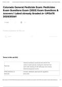 Colorado General Pesticide Exam&colon; Pesticides Exam Questions Exam &lpar;2025&rpar; Exam Questions & Answers &vert; Latest Already Graded A&plus; UPDATE 2025&vert;2026&excl;&excl;