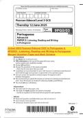 Actual 2025 Pearson Edexcel GCE In Portuguese A9PG0&sol;03 &colon; Listening&comma; Reading and Writing in Portuguese Merged Question Paper and Mark Scheme