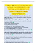 VETERAN SERVICE OFFICER &lpar;VSO&rpar; 2025 &ndash;  ACTUAL EXAM QUESTIONS AND  VERIFIED ACCURATE ANSWERS   &vert;&vert; 100&percnt; GUARANTEED PASS   <RECENT VERSION> 
