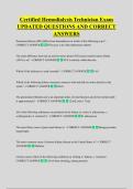 Certified Hemodialysis Technician Exam  UPDATED QUESTIONS AND CORRECT  ANSWERS