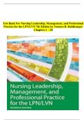 Test Bank For Nursing Leadership&comma; Management&comma; and Professional Practice for the LPN&sol;LVN 7th Edition by Tamara R&period; Dahlkemper Chapters 1 &ndash; 20