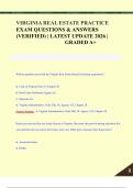 VIRGINIA REAL ESTATE PRACTICE EXAM QUESTIONS & ANSWERS &lpar;VERIFIED&rpar; &vert; LATEST UPDATE 2026 &vert; GRADED A&plus;
