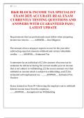 H&R BLOCK INCOME TAX SPECIALIST  EXAM 2025&vert; ACCURATE REAL EXAM  CURRENTLY TESTING QUESTIONS AND  ANSWERS WITH GUARANTEED PASS &vert;  LATEST UPDATE