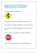 Virginia Drivers Ed final exam QUESTIONS WITH ANSWERS