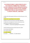 ILLINOIS PUBLIC ADJUSTER EXAM 2  ACCURATE CURRENTLY TESTING  EXAM VERSIONS WITH 500 QUESTIONS  AND ANSWERS WITH EACH &vert; EXPERT  VERIFIED FOR GUARANTEED PASS &vert;  LATEST UPDATE &vert; 2025&sol;2026