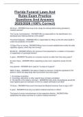 Florida Funeral Laws And  Rules Exam Practice  Questions And Answers  2025&sol;2026 &lpar;100&percnt; Correct&rpar;