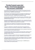 Florida Funeral Laws And  Rules  Final Exam Questions  And Answers 2025&sol;2026