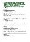 Psychology&colon; From Inquiry to Understanding &ndash; 230&plus; Verified Exam Practice Questions with Answers & Detailed Rationales &vert; Fall Semester 2025&sol;2026 &vert; Updated 2026 Edition &vert; Comprehensive Study Guide for Psychology Students