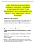 APPA CEFP &lpar;Certified Educational Facilities Professional&rpar; FINAL EXAM STUDY GUIDE 2025&sol;2026 EXAM REVIEW WITH QUESTIONS BANKS AND CORRECT SOLUTIONS &lpar;100&percnt; CORRECT ANSWERS&rpar;&vert;