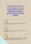CSET Multiple Subjects Subtest 1 Reading Language and Literature &vert;Comprehensive Practice Test &vert; Study Guide Newest Actual Questions & Answers &lpar;A&plus; Guide Solutions        