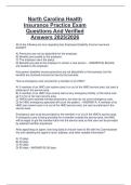 North Carolina Health  Insurance Practice Exam  Questions And Verified  Answers 2025&sol;2026 