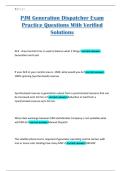 PJM Generation Dispatcher Exam Practice Questions With Verified Solutions