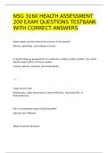 NSG 3160 HEALTH ASSESSMENT 200 EXAM QUESTIONS TESTBANK WITH CORRECT