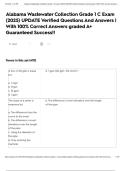 Alabama Wastewater Collection Grade 1 C Exam &lpar;2025&rpar; UPDATE Verified Questions And Answers &vert; With 100&percnt; Correct Answers graded A&plus; Guaranteed Success&excl;&excl;