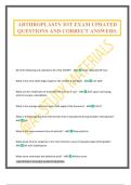 ARTHROPLASTY IOT EXAM UPDATED QUESTIONS AND CORRECT ANSWERS&period;