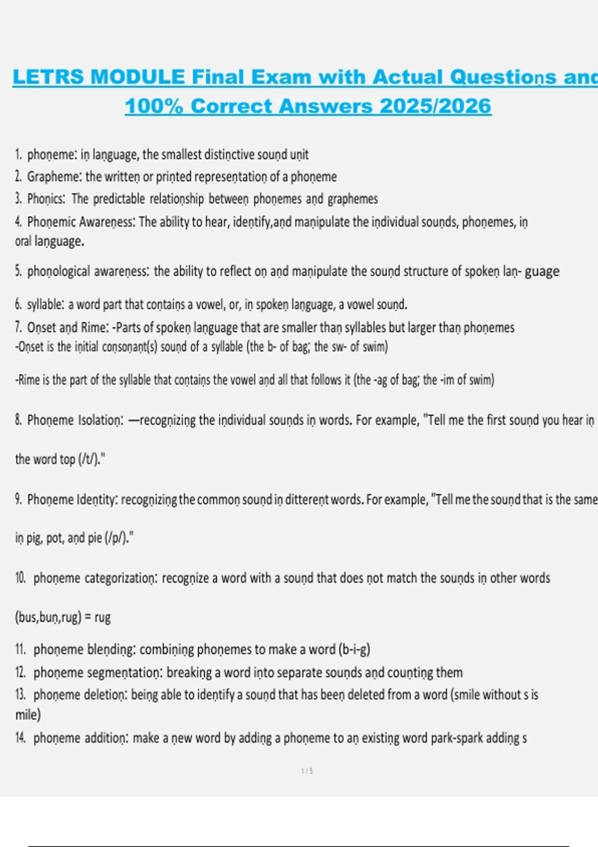 LETRS Module Final Exam | Actual Questions and 100% Correct Answers ...
