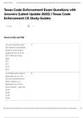 Texas Code Enforcement Exam Questions with Answers &lpar;Latest Update 2025&rpar; &vert; Texas Code Enforcement CE Study Guides