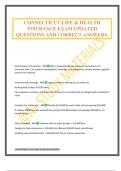 CONNECTICUT LIFE & HEALTH INSURANCE EXAM UPDATED QUESTIONS AND CORRECT ANSWERS&period;