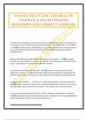 CONNECTICUT LIFE AND HEALTH INSURANCE EXAM UPDATED QUESTIONS AND CORRECT ANSWERS&period;