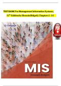 TEST BANK For Management Information Systems&comma; 11th Edition by Hossein Bidgoli&comma; Verified Chapters 1 - 14&comma; Fully Complete A&plus; Guide Newest Version